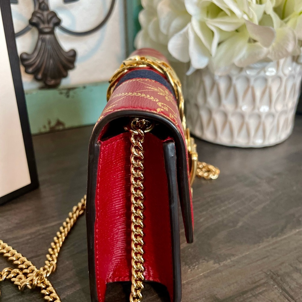 Gucci Red Sylvie Super Mini w/Gold Shoulder Chain - Picture 6 of 11